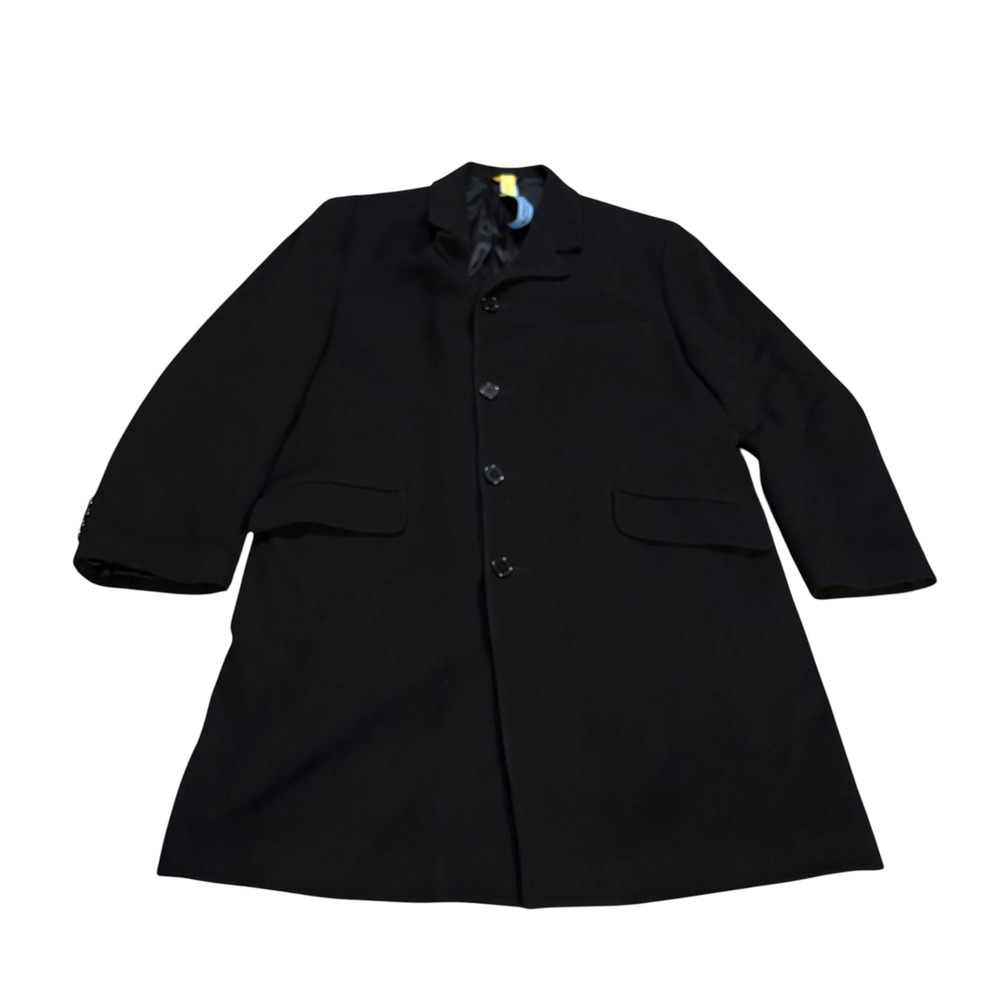 Men's Ralph Lauren Italy Wool Cashmere Lambswool Black Overcoat Topcoat Career